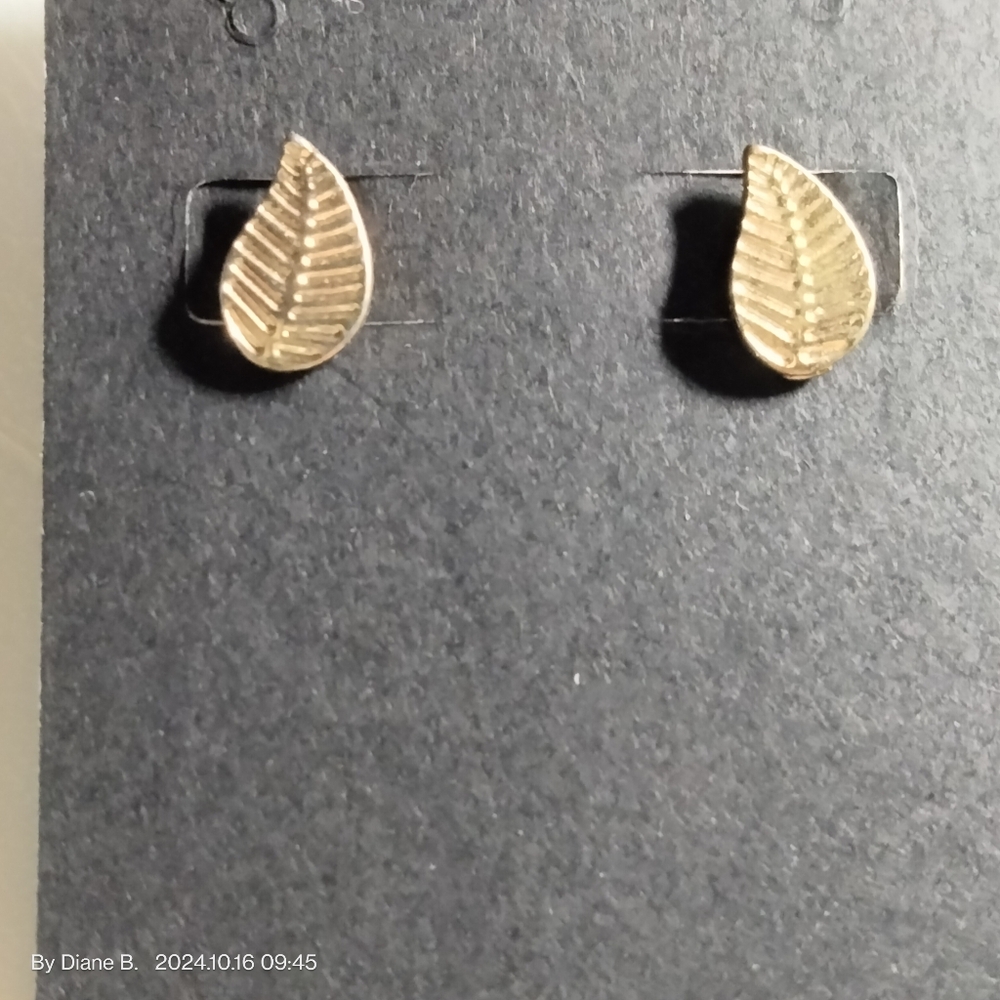 Gold Tone Leaf Post Earrings